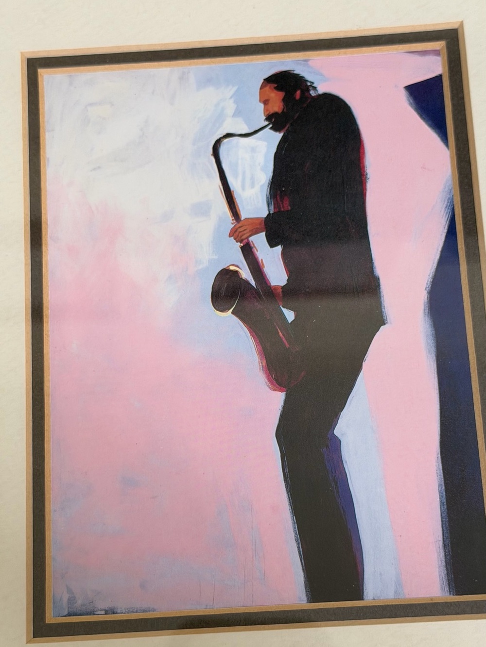 Framed Matted Sax Player 13 1/4” x 11”
